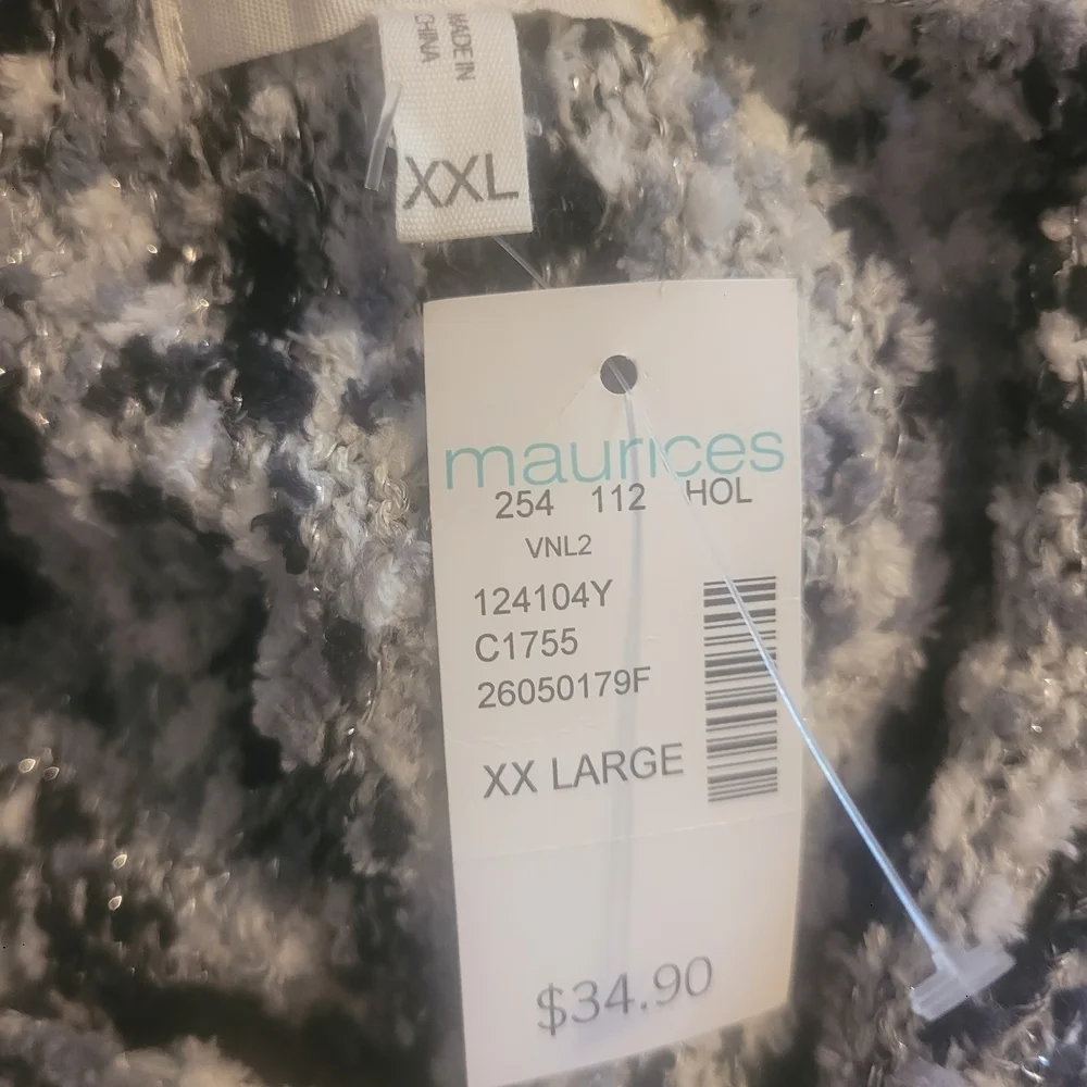 Maurices Textured Knit Dolman Black Gray White Dolman Sweater NWT